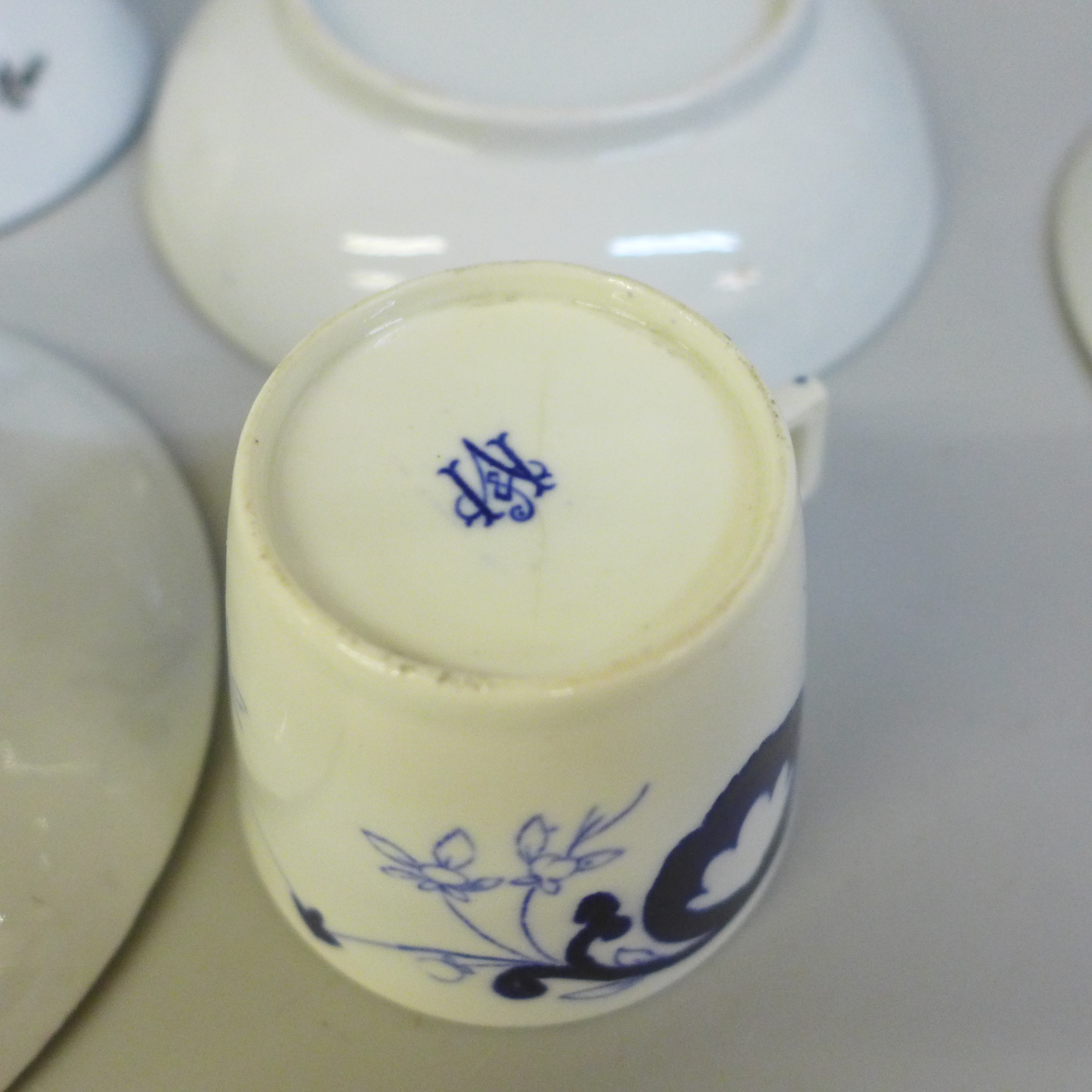 A collection of Georgian porcelain, two pieces a/f, a Chinese blue and white cup and saucer, - Image 6 of 6