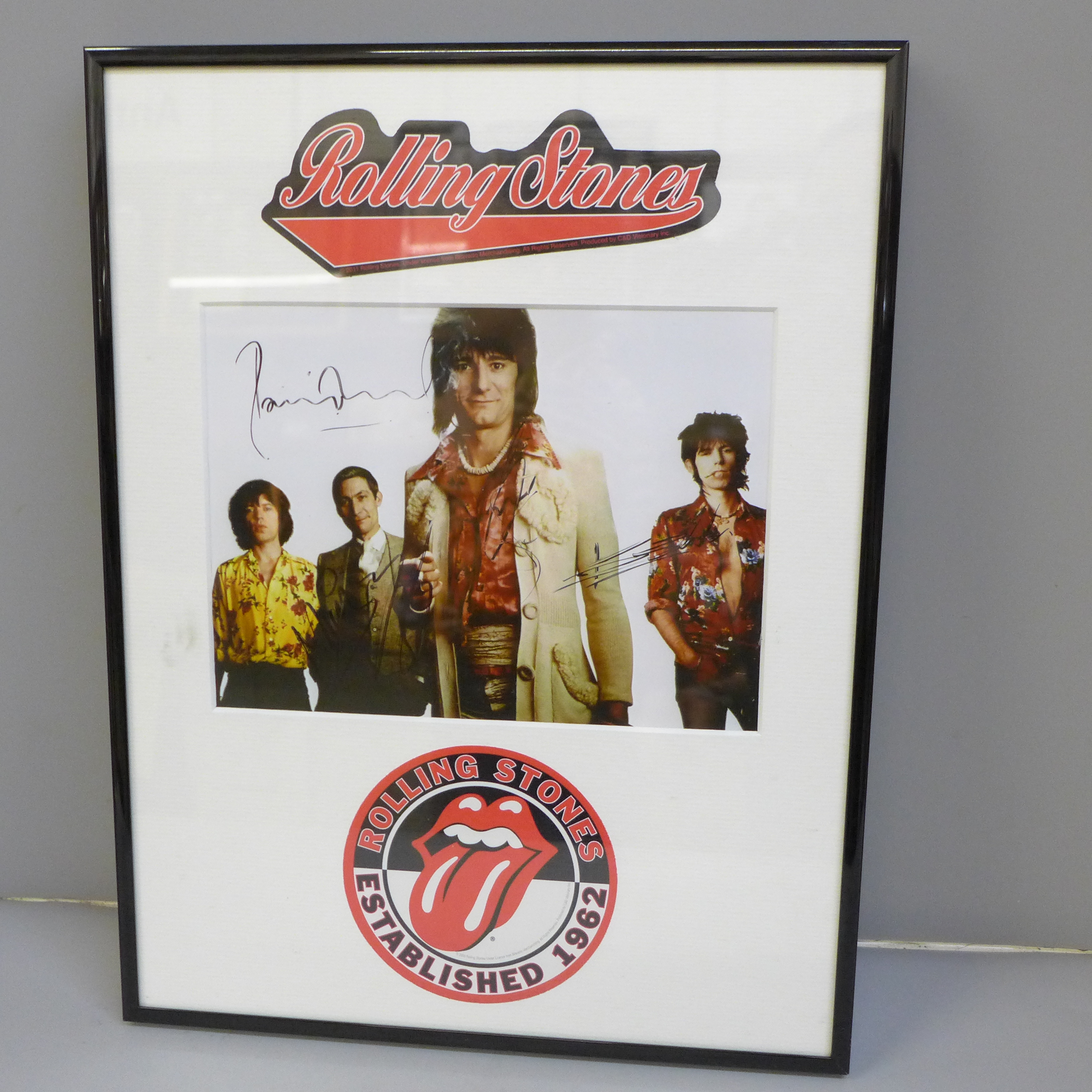 Rolling Stones; Mick Jagger, Ronnie Wood, Keith Richards and Charlie Watts signed photograph with