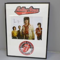 Rolling Stones; Mick Jagger, Ronnie Wood, Keith Richards and Charlie Watts signed photograph with