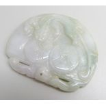 A carved jade pendant, 5.6cm x 4.6cm, 41g