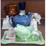 A collection of Lurpak table wares, a Denby coffee pot, a Poole pottery teapot, a Langley vase and a