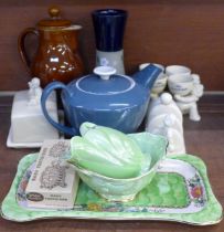 A collection of Lurpak table wares, a Denby coffee pot, a Poole pottery teapot, a Langley vase and a