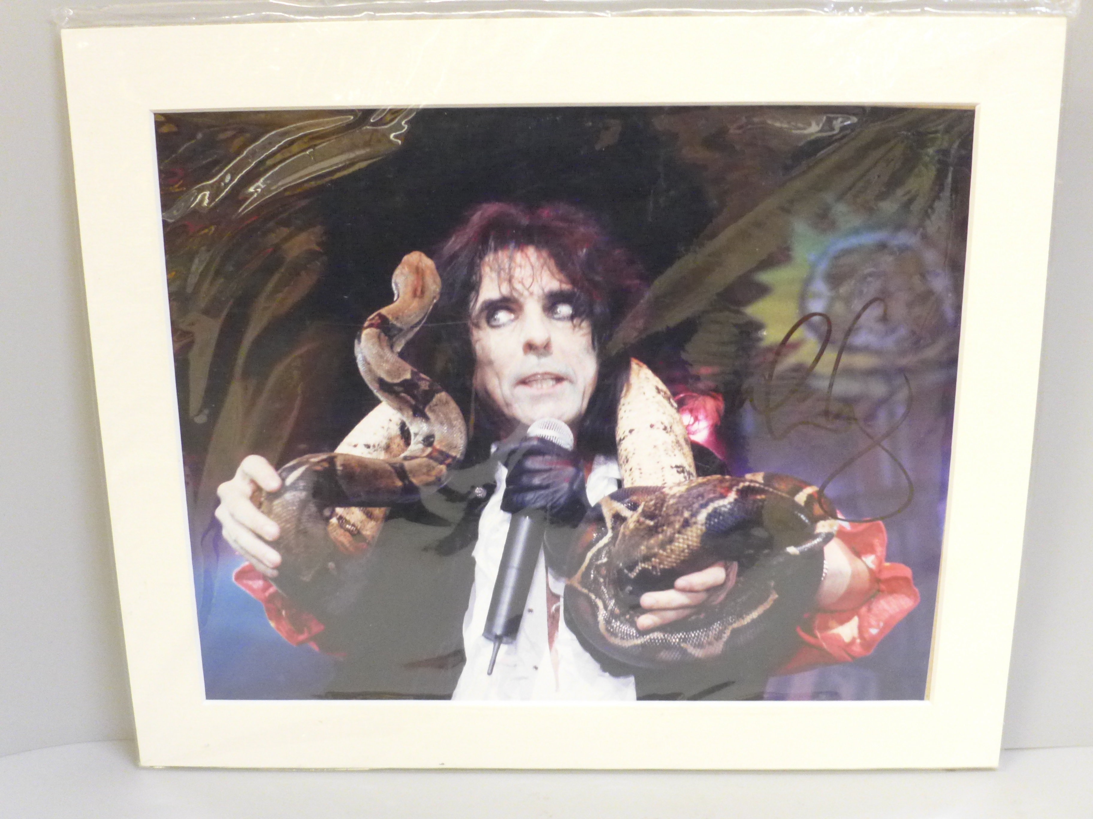 An Alice Cooper signed photograph with A Sign of the Times AFTAL registered C.O.A.