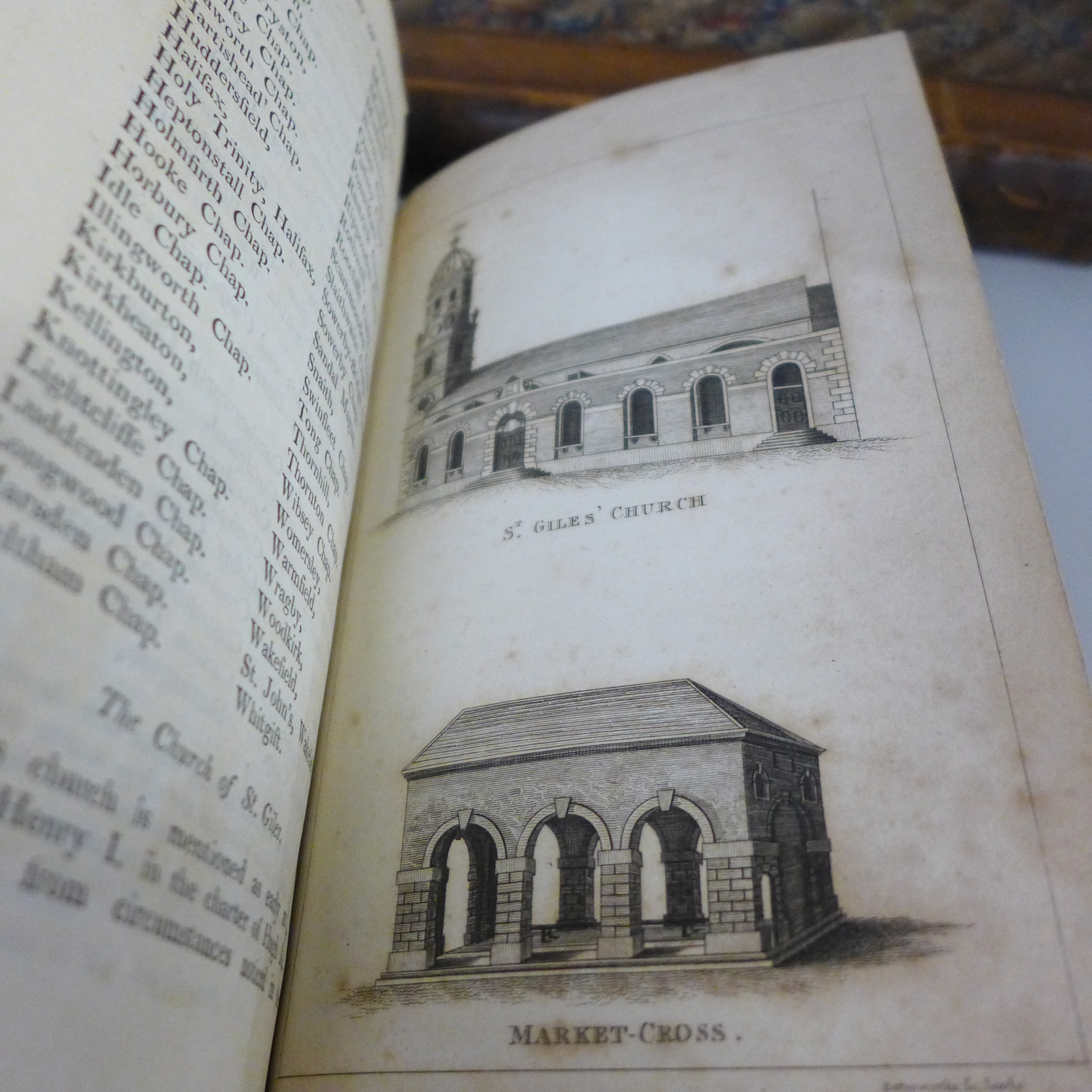 Three volumes; History of Pontefract, B. Boothroyd 1807, with five plates, ¼ brown calf, Historia - Image 8 of 13