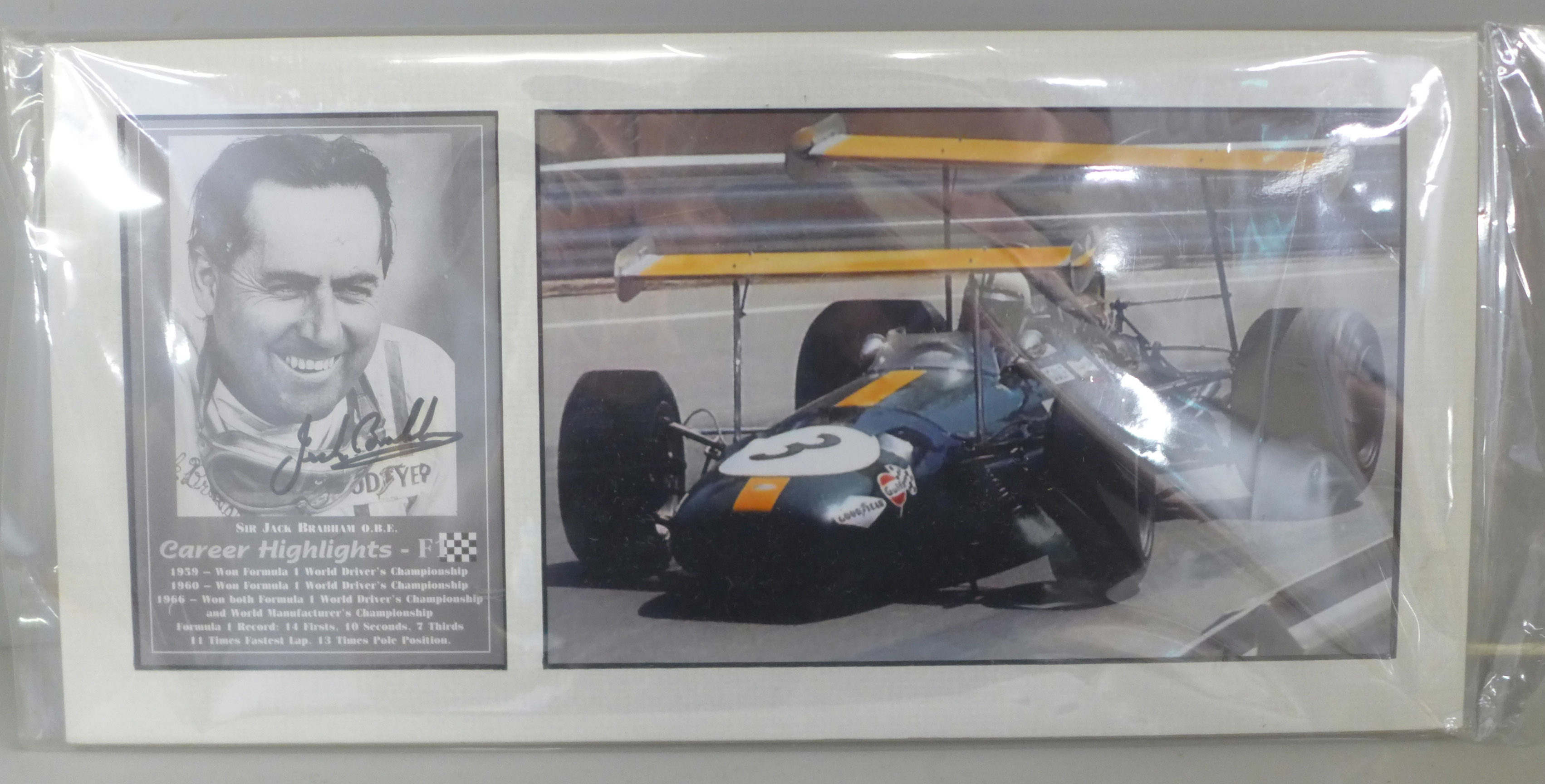 Three motor racing autograph displays, Jack Brabham, John Watson and Sebastian Vettel, each with C. - Image 8 of 10