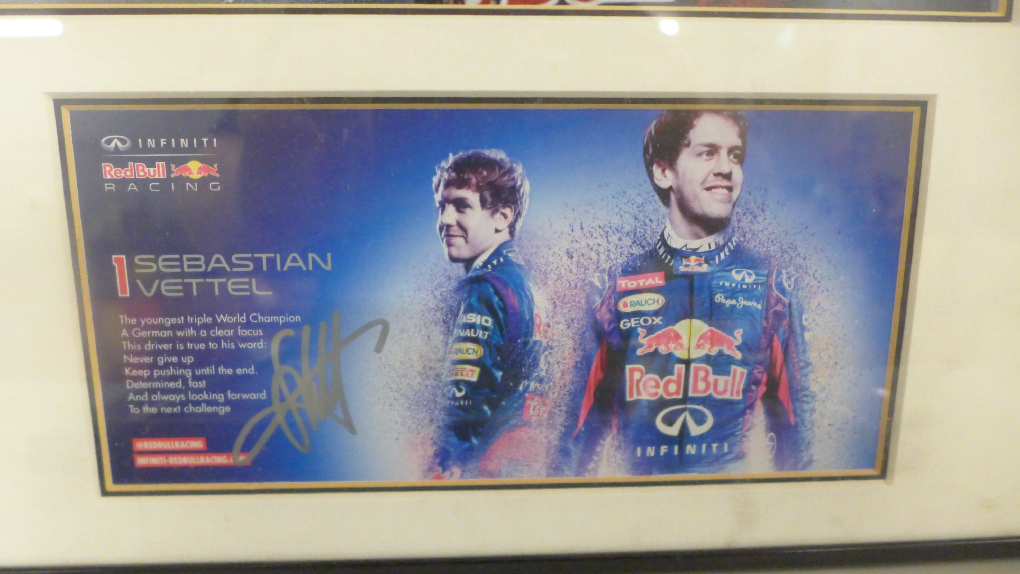Three motor racing autograph displays, Jack Brabham, John Watson and Sebastian Vettel, each with C. - Image 4 of 10