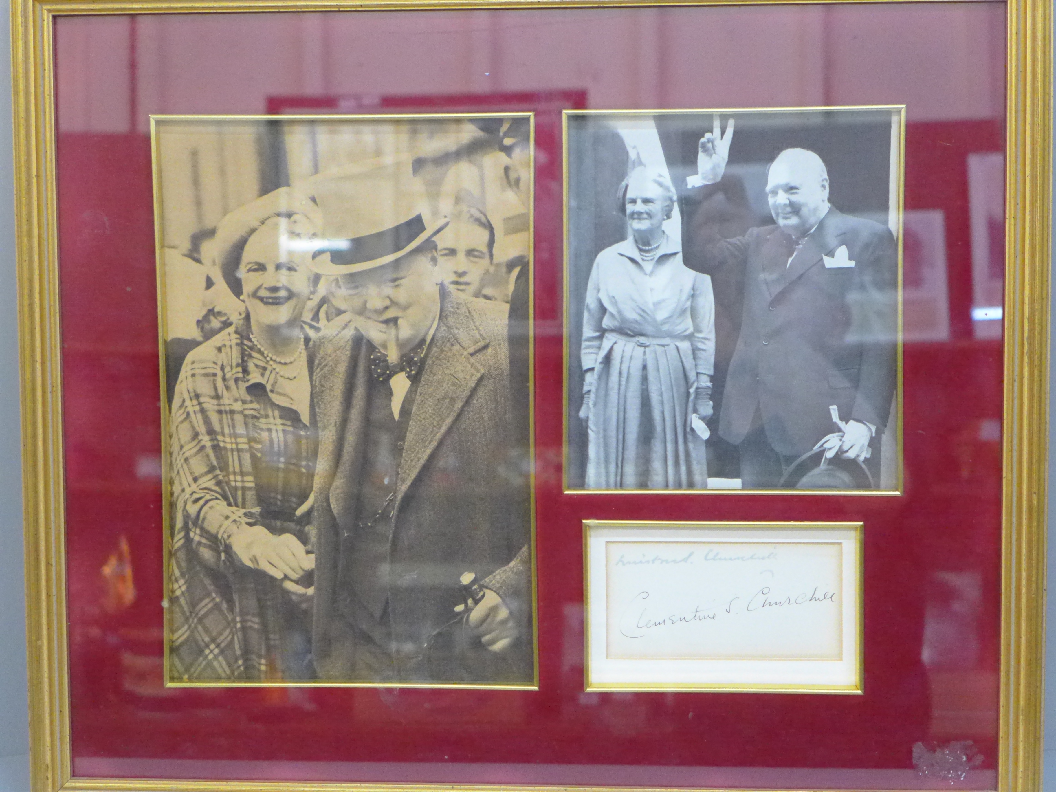 Sir Winston Churchill and Clementine Churchill autograph and photograph display with A Sign of the