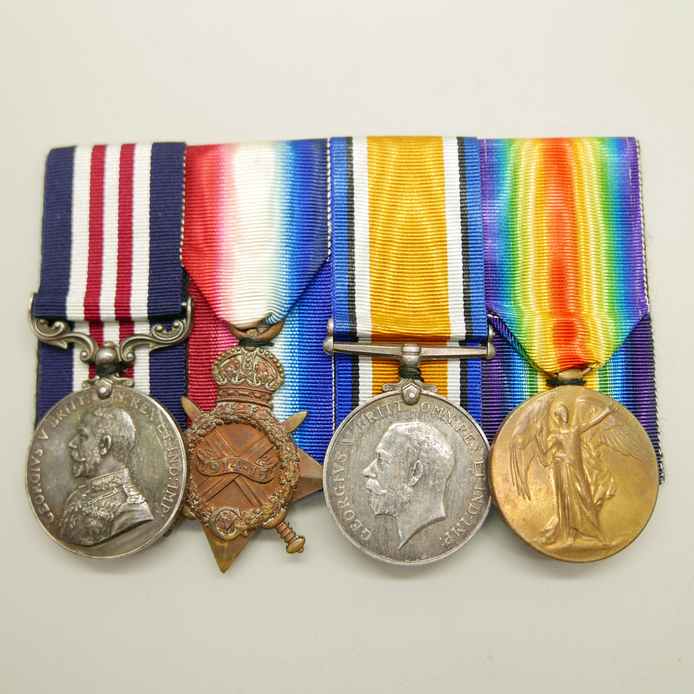 A George V WWI Military Medal group to 62812 Gnr. W.E. Oakley, A.103/BDE. R.F.A.