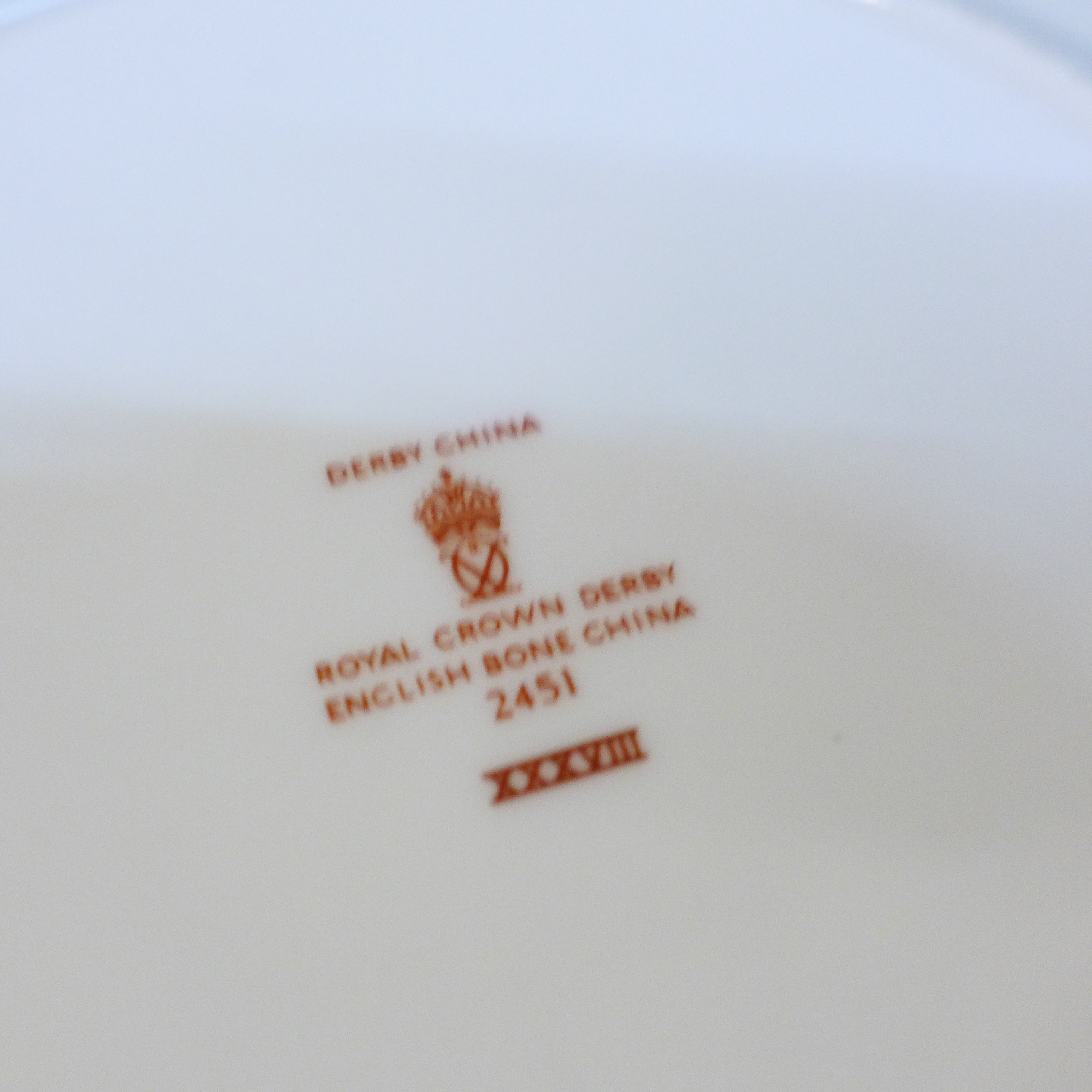 A Royal Crown Derby soup bowl and saucer, 2451 pattern side plate, pin dish, miniature mug and - Image 7 of 7