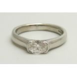 A platinum and diamond solitaire ring, approximately 0.5ct diamond weight, 6.7g, M