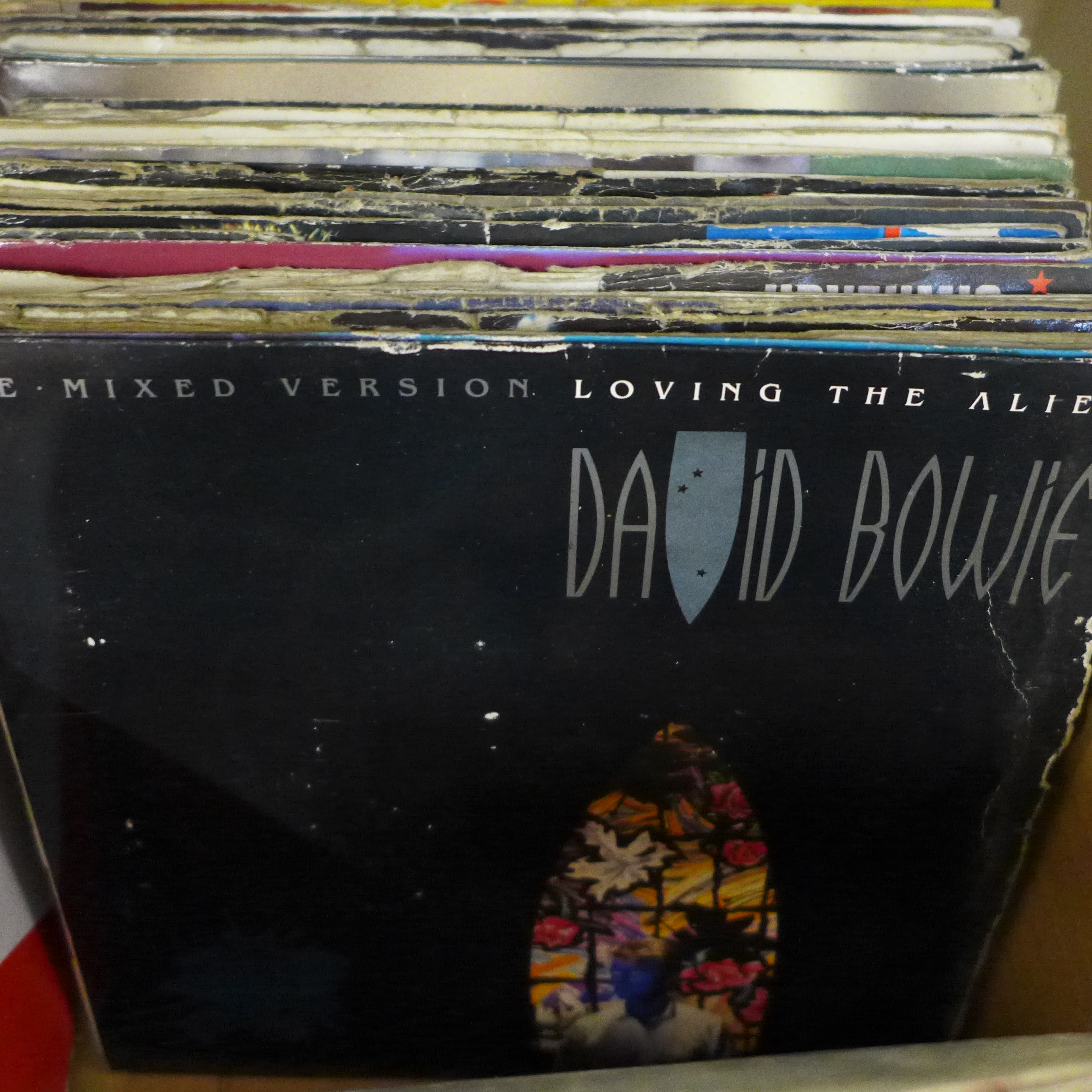 A box of 1970s/1980s 7" singles including Iron Maiden, Stranglers, David Bowie, The Pretenders, etc. - Image 3 of 7