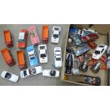A collection of die-cast vehicles including Dinky and Corgi, Chitty Chitty Bang Bang, James Bond 007