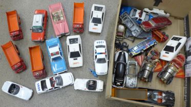 A collection of die-cast vehicles including Dinky and Corgi, Chitty Chitty Bang Bang, James Bond 007