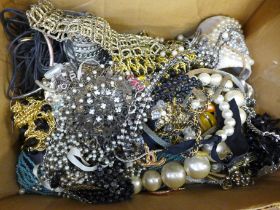 A collection of costume jewellery including necklaces, bracelets, etc.