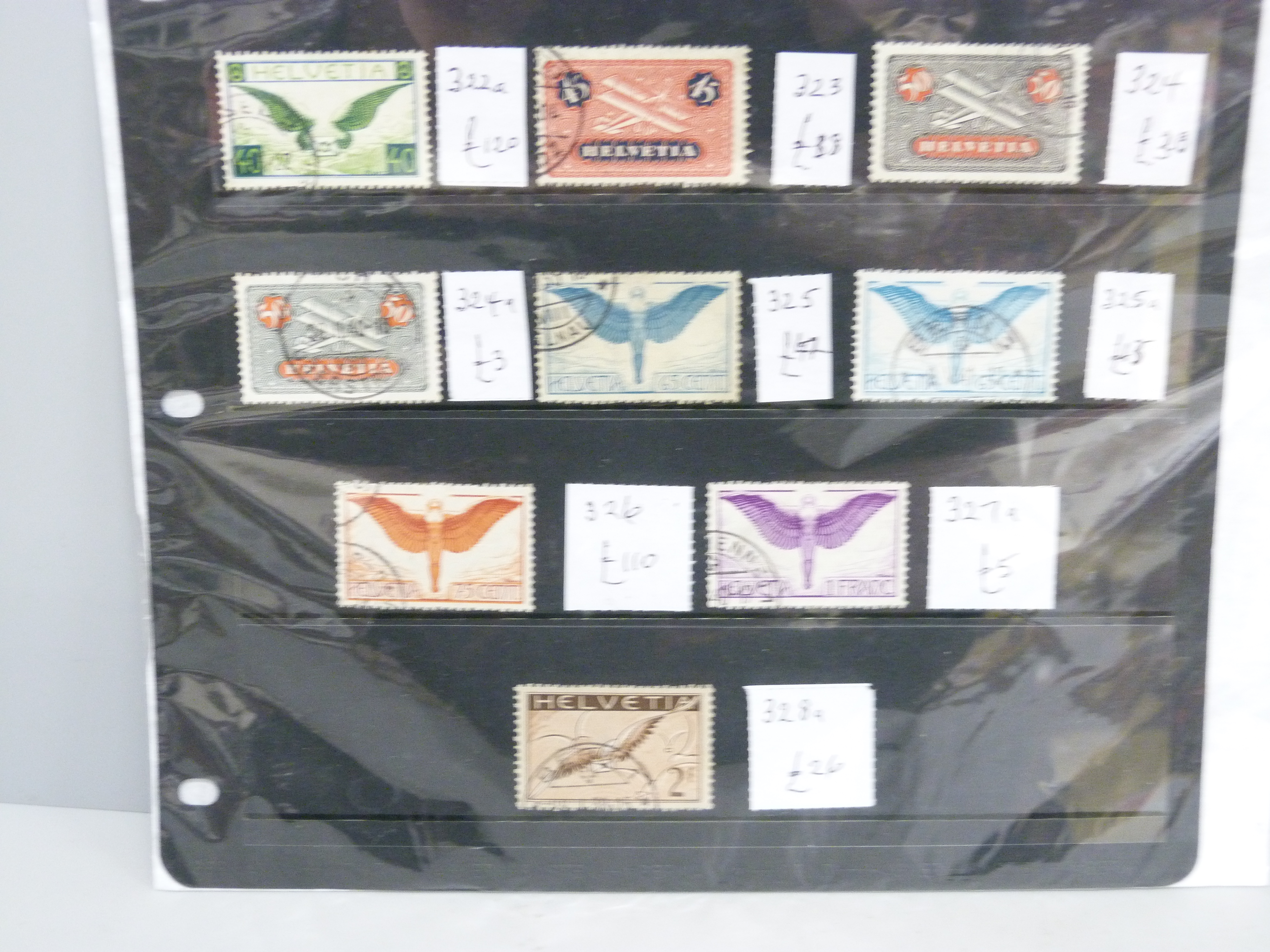 Stamps; stocksheet of stamps from the 1923-40 Swiss Air issue, all identified and catalogued at over - Bild 3 aus 3