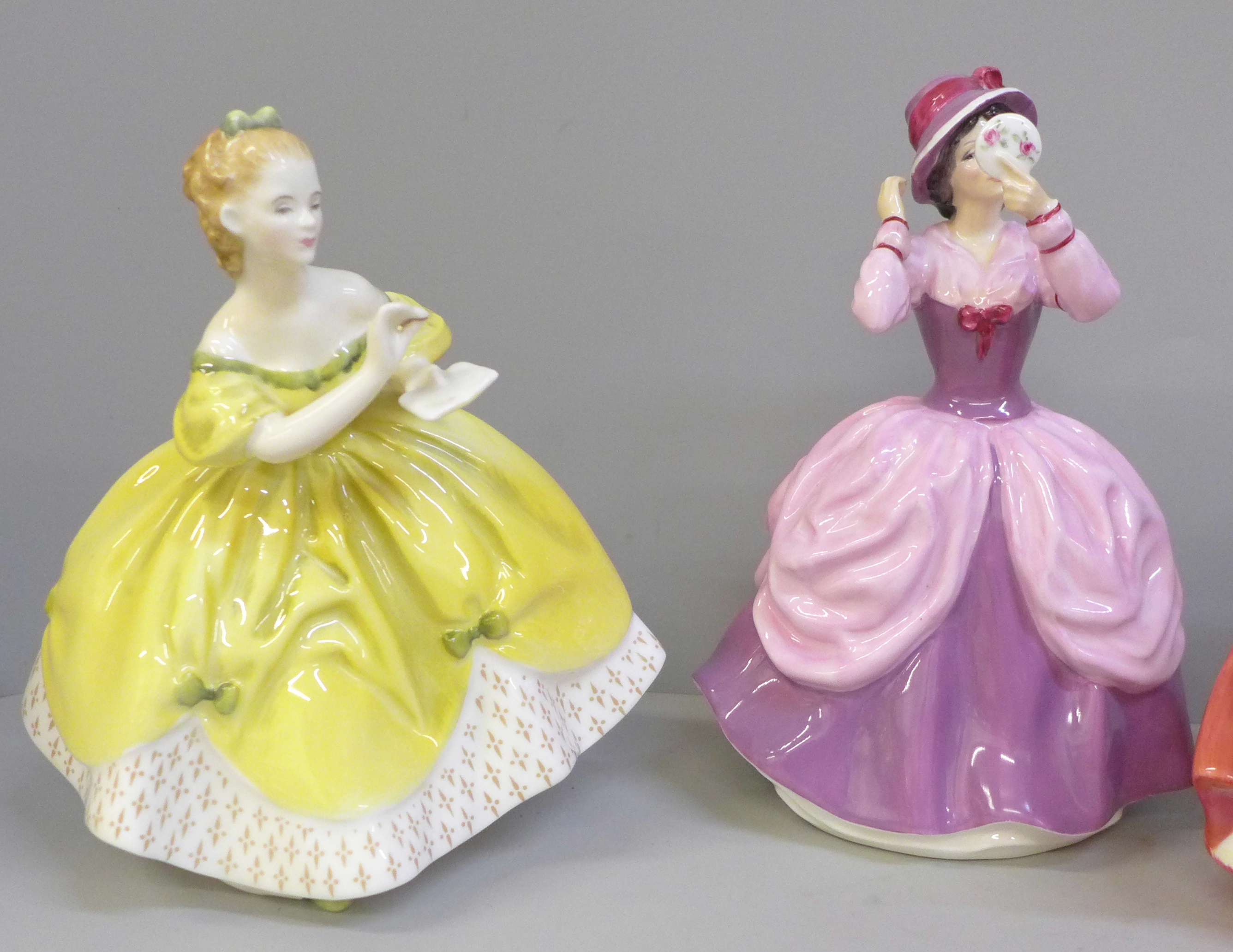 Three Royal Doulton figures, Top O' The Hill, a/f, Lady Pamela, The Last Waltz and a figure group - Image 3 of 6