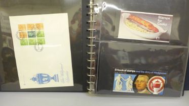 Stamps; an album of GB booklets including £1 Wedgwood and booklet panes on first day covers, face