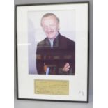 A David Niven signed cheque and photograph display with Rutland Autographs AFTAL registered C.O.A.