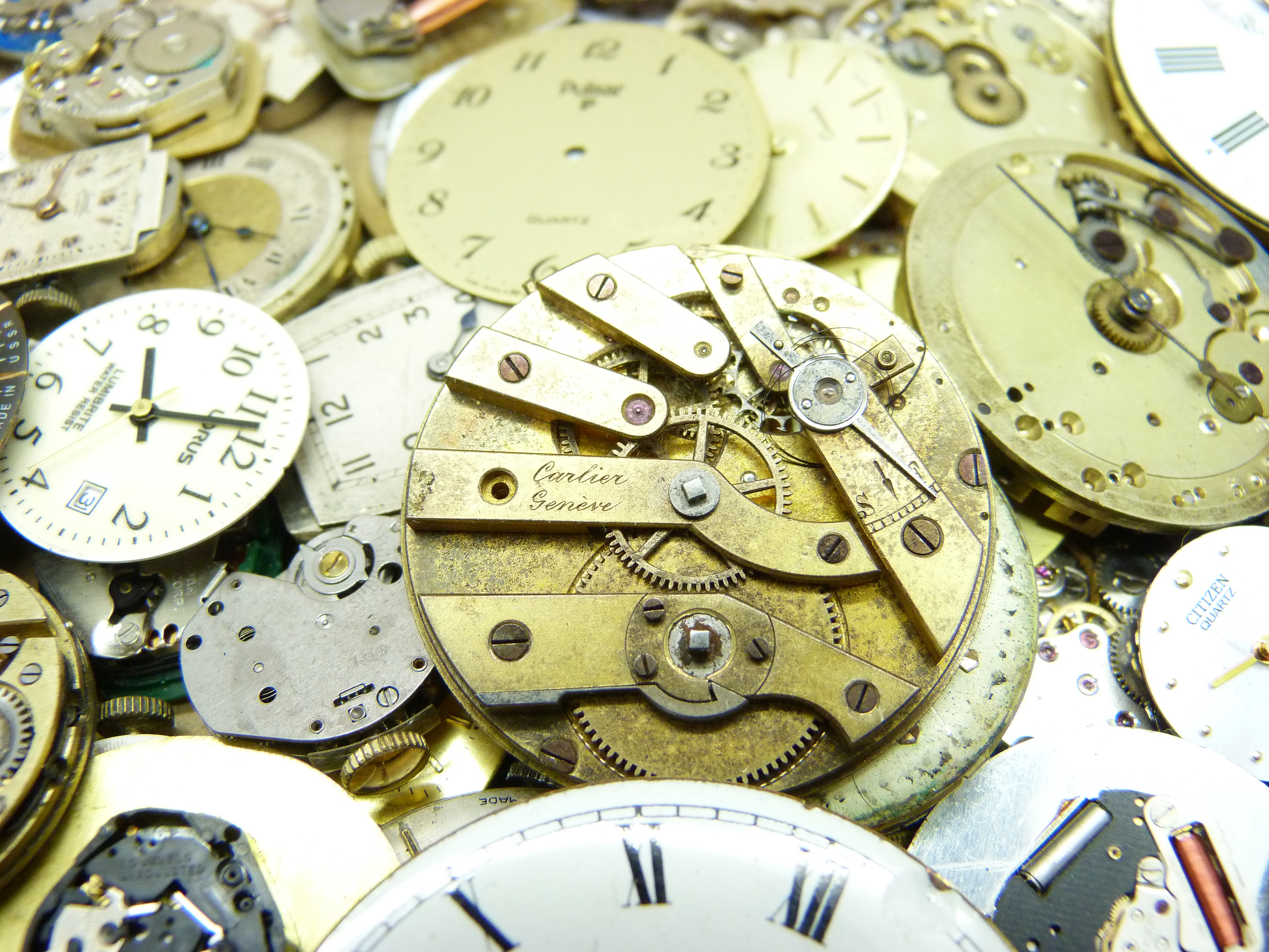 Assorted pocket watch and wristwatch movements including a pocket watch movement signed Cartier, a/f - Image 3 of 5