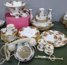 Royal Albert Old Country Roses dinnerwares including seven dinner, twelve side and sixteen tea