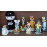 A collection of Wade figures, Souper Fred, Pixie, Huckleberry Hound, Yogi Bear, Boo Boo and Mr Jinks