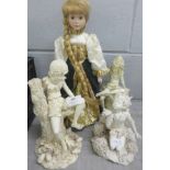 Three models of Pixies by Shudehill and a Rapunzel doll