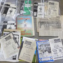 A collection of Notts County FC ephemera including newspaper cuttings, a Tommy Lawton annual and a