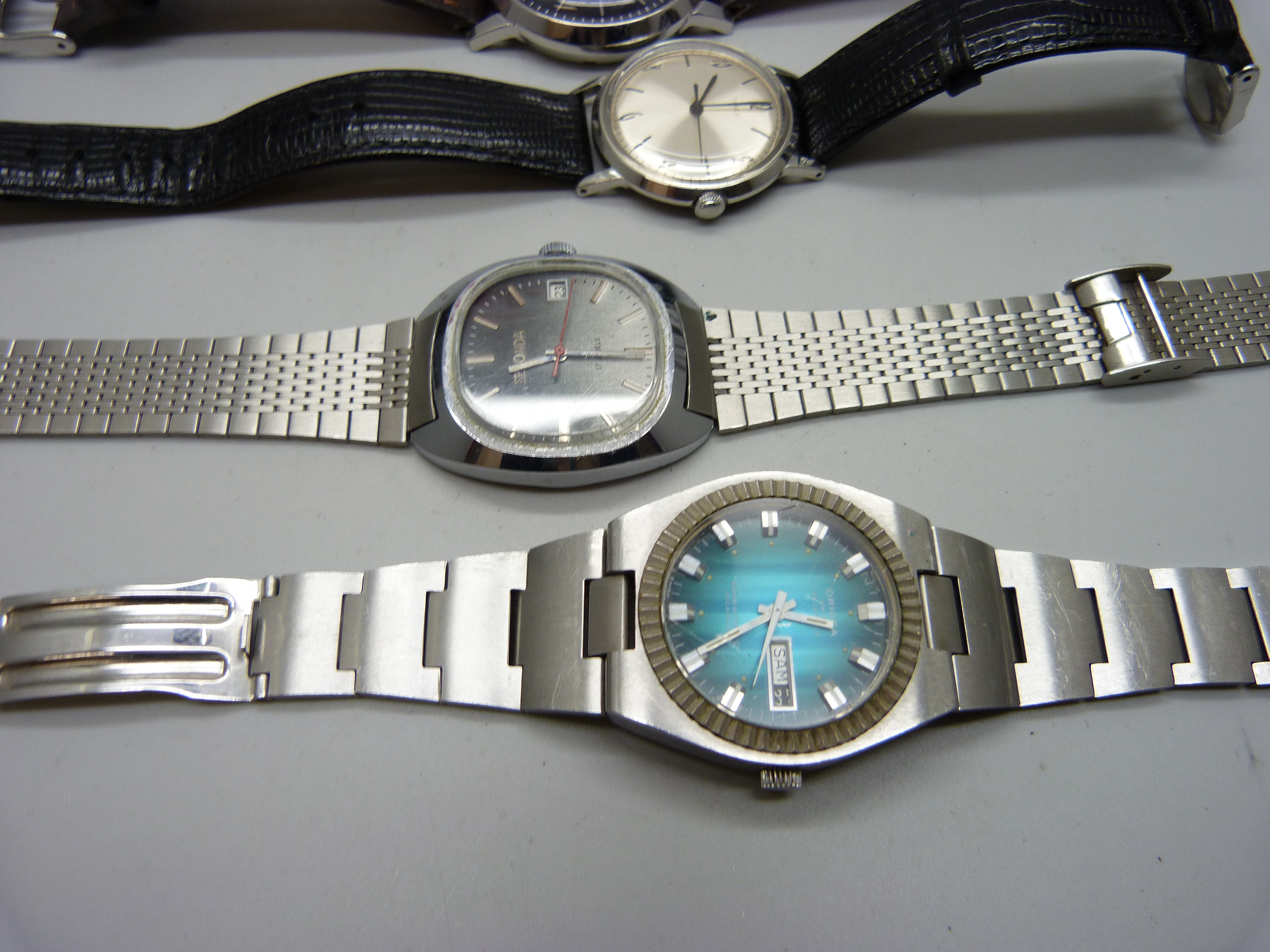 Six wristwatches - Seiko, Oriosa Super Automatic, Sekonda, Consul, Timex Marlin and one other Timex - Image 4 of 4