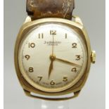 A J.W. Benson gentleman's 9ct gold cased wristwatch with original purchase receipt dated 1961 and