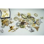 Thirty brooches, eleven pairs of cufflinks and two tie clips