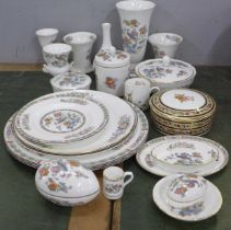 Wedgwood Kutani Crane pattern china and a Clip pattern powder pot