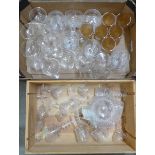 Two boxes of assorted glassware, including etched and coloured **PLEASE NOTE THIS LOT IS NOT