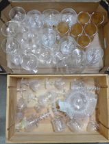 Two boxes of assorted glassware, including etched and coloured **PLEASE NOTE THIS LOT IS NOT
