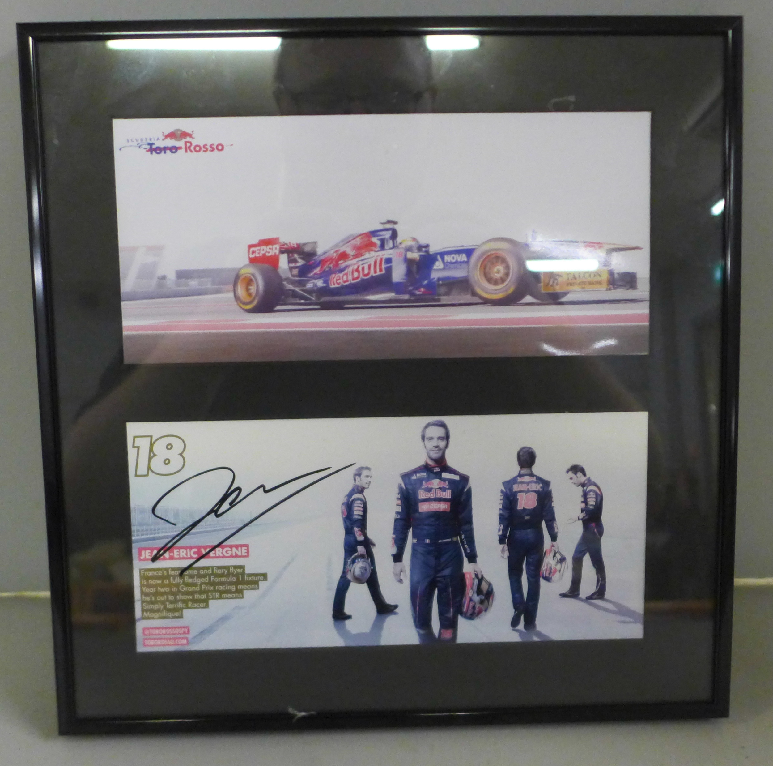 Three motor racing autograph displays, Jean-Eric Vergne, Mark Webber and Kimi Räikkönen, each with - Bild 4 aus 9
