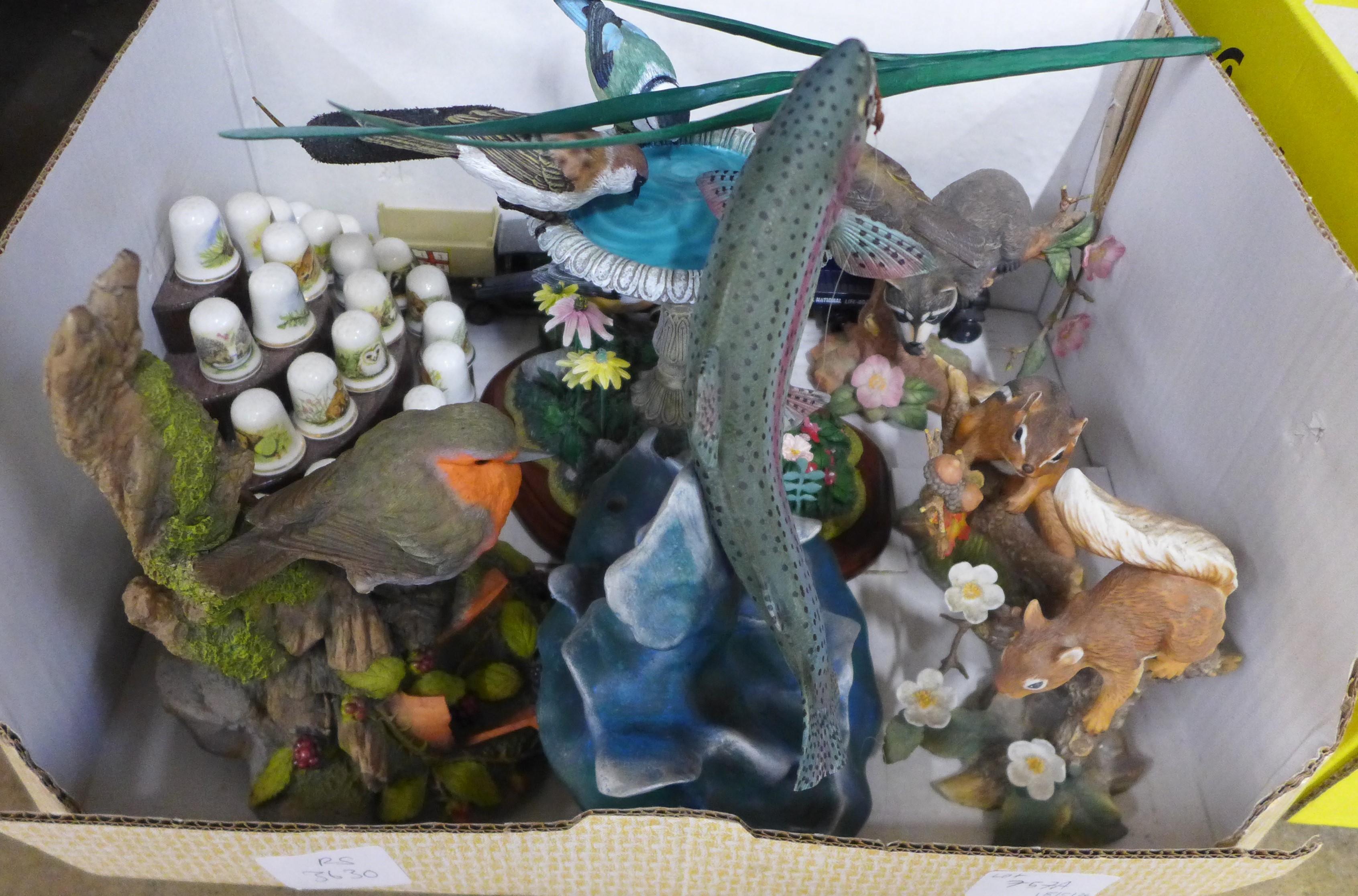 Two boxes of mixed bird and animal figures, Brooks and Bentley, a Danbury Mint Rainbow Rising - Image 2 of 3