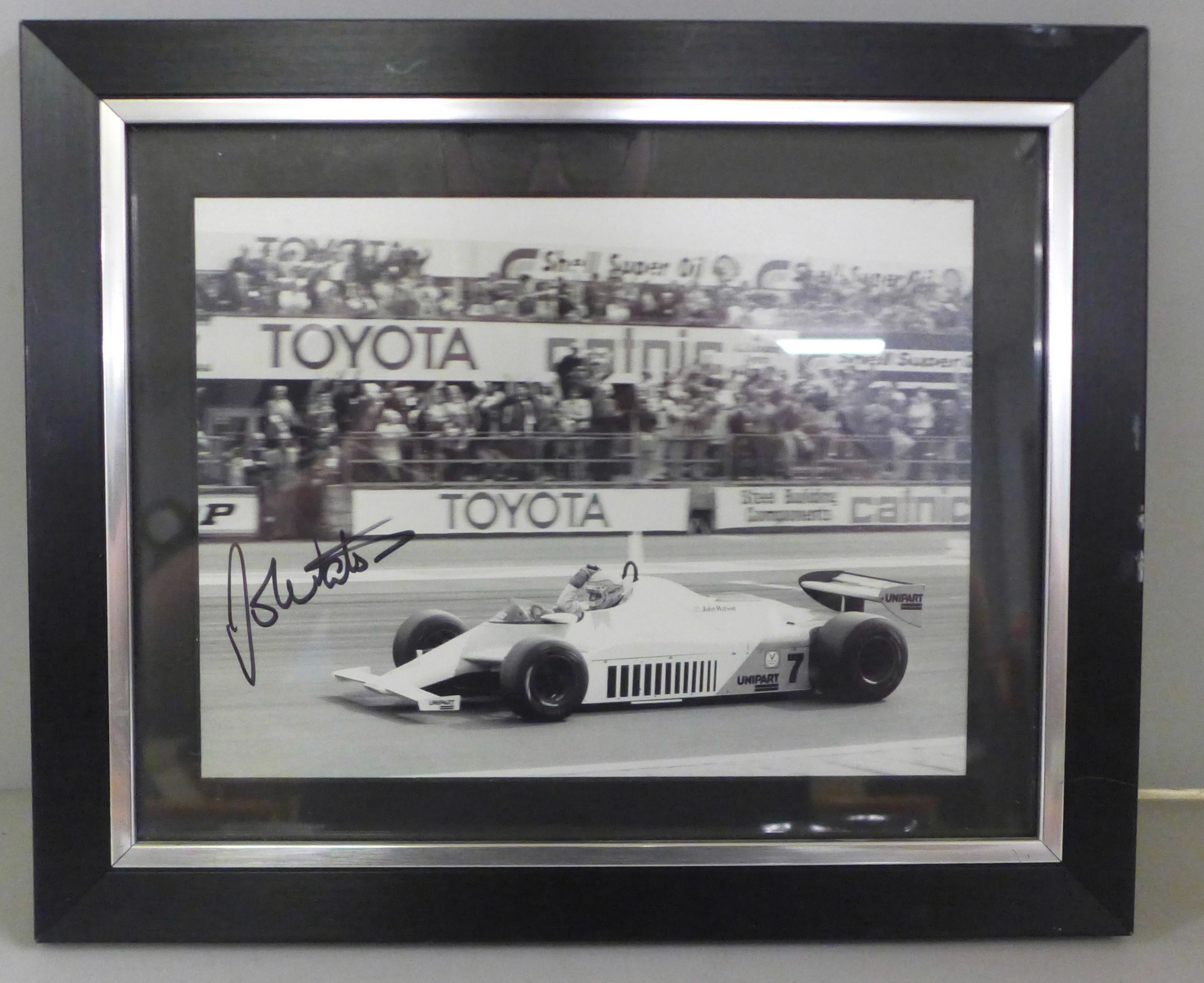 Three motor racing autograph displays, Jack Brabham, John Watson and Sebastian Vettel, each with C. - Bild 5 aus 10