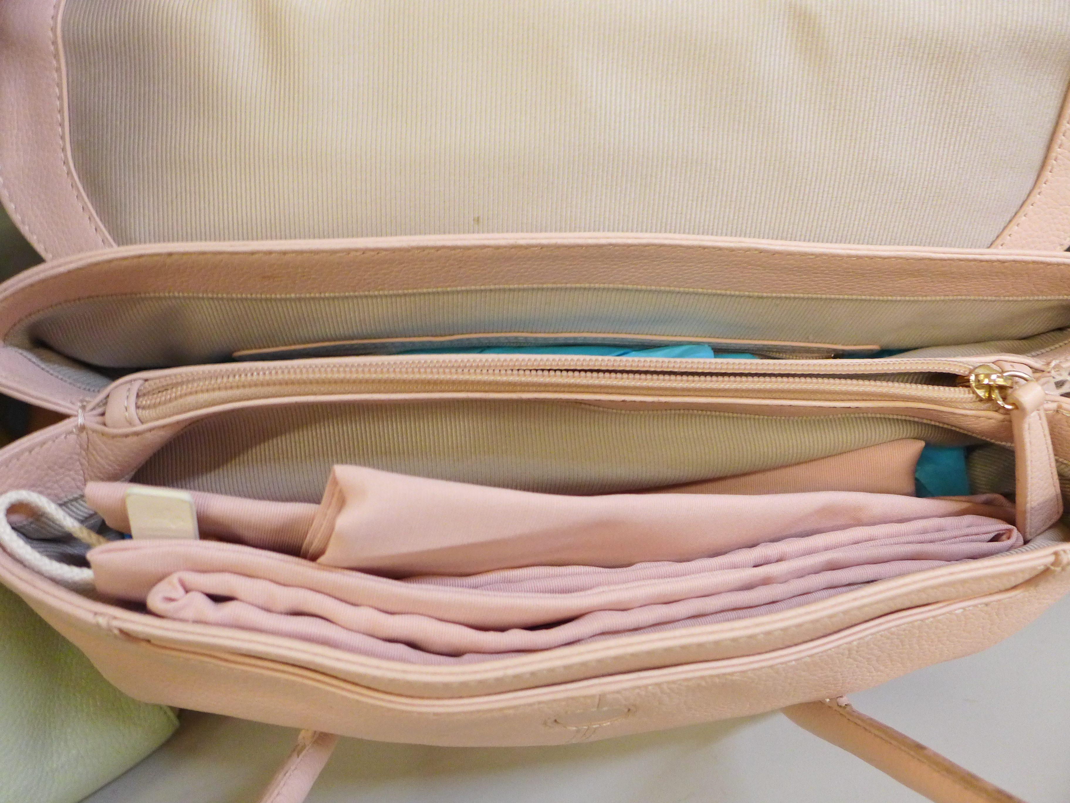 Two Radley pink and pistachio handbags, both with dust bags - Image 5 of 5