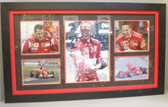 A Michael Schumacher autograph display with Rutland Autographs AFTAL registered C.O.A.