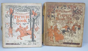 Two hard bound volumes of R. Caldecott's coloured picture books, published by George Routledge and