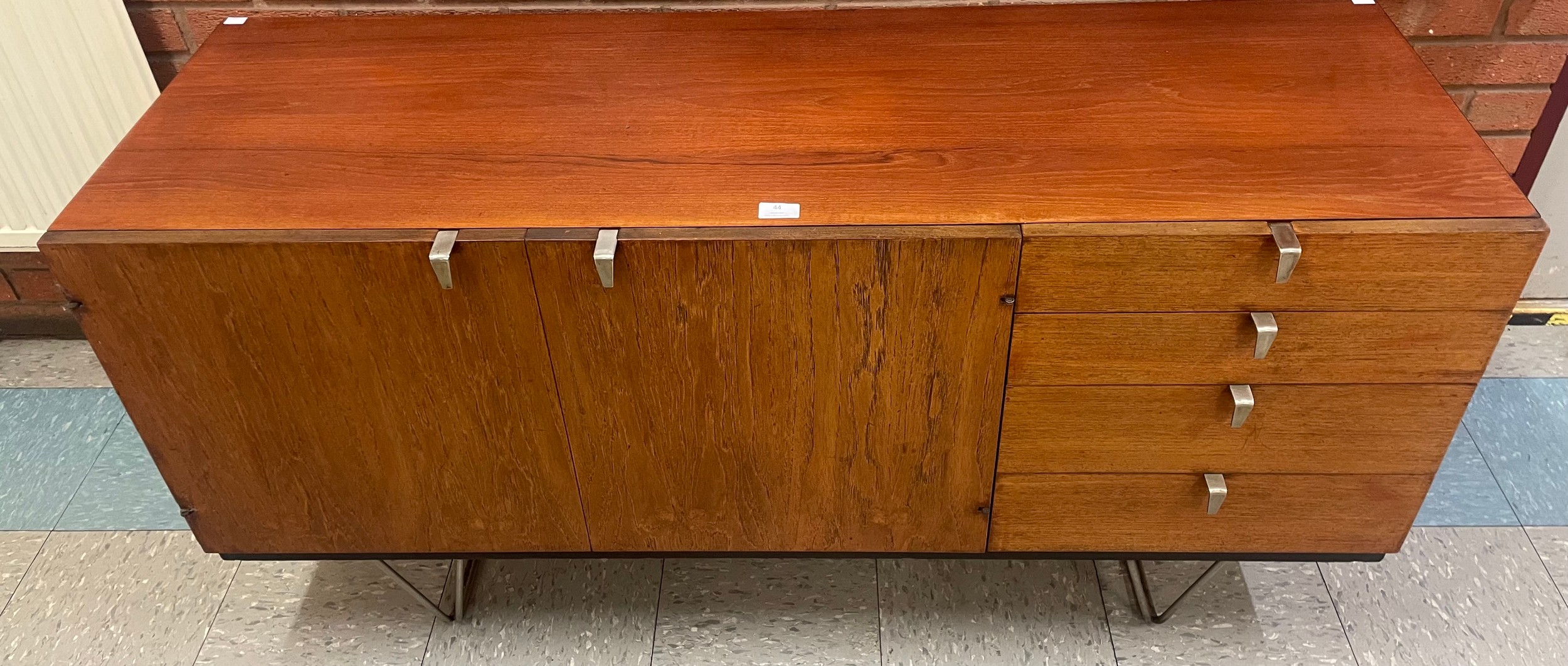 A Stag S-Range teak sideboard, on chrome hairpin legs, designed by John & Sylvia Reid - Image 2 of 2