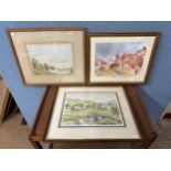 Two 20th Century English School watercolours, landscapes and a print