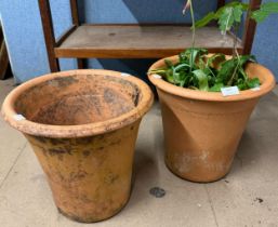 Two terracotta garden plant pots
