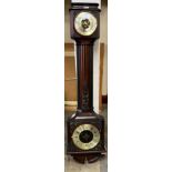 A mahogany aneroid barometer/clock