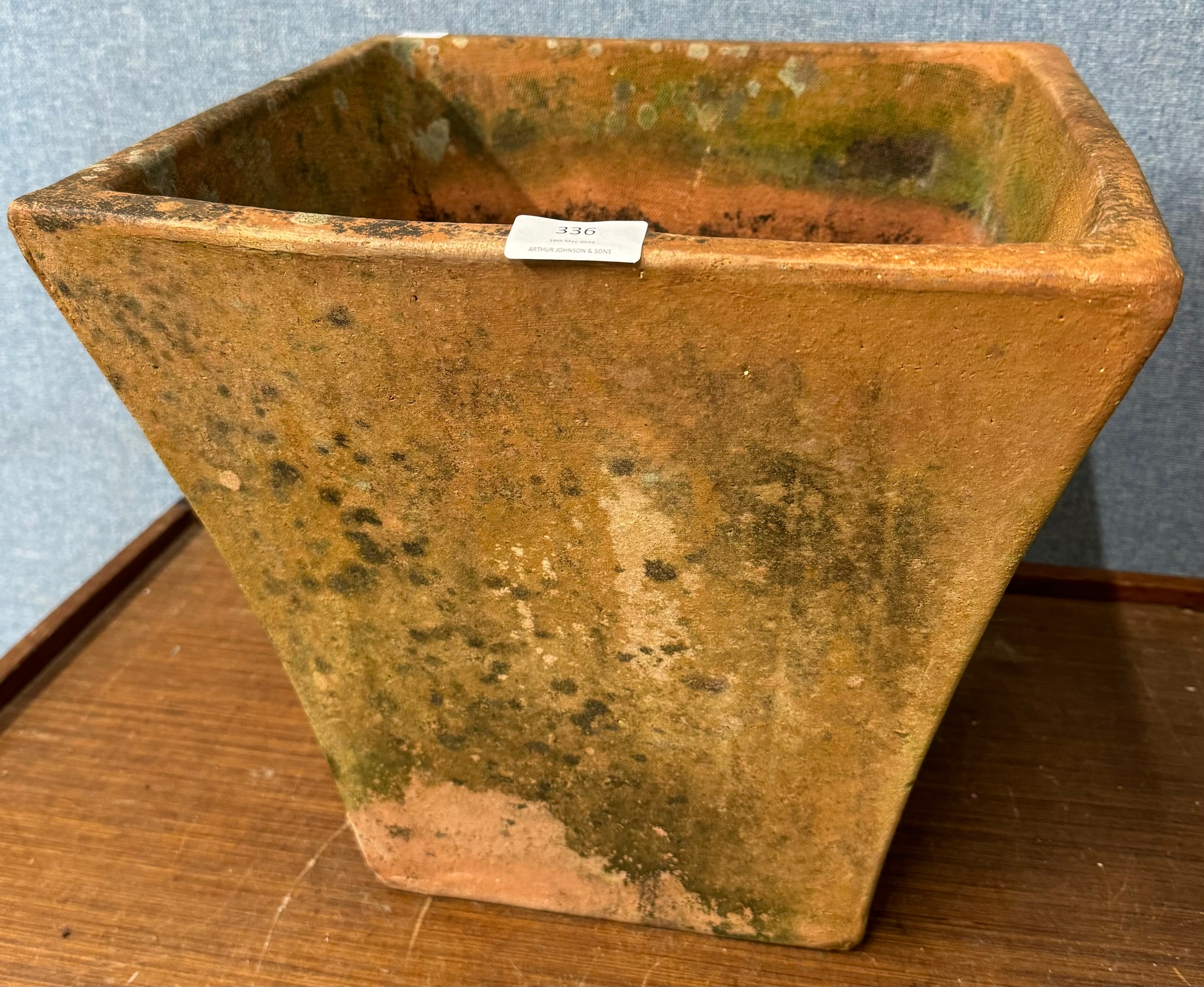 A square terracotta pot