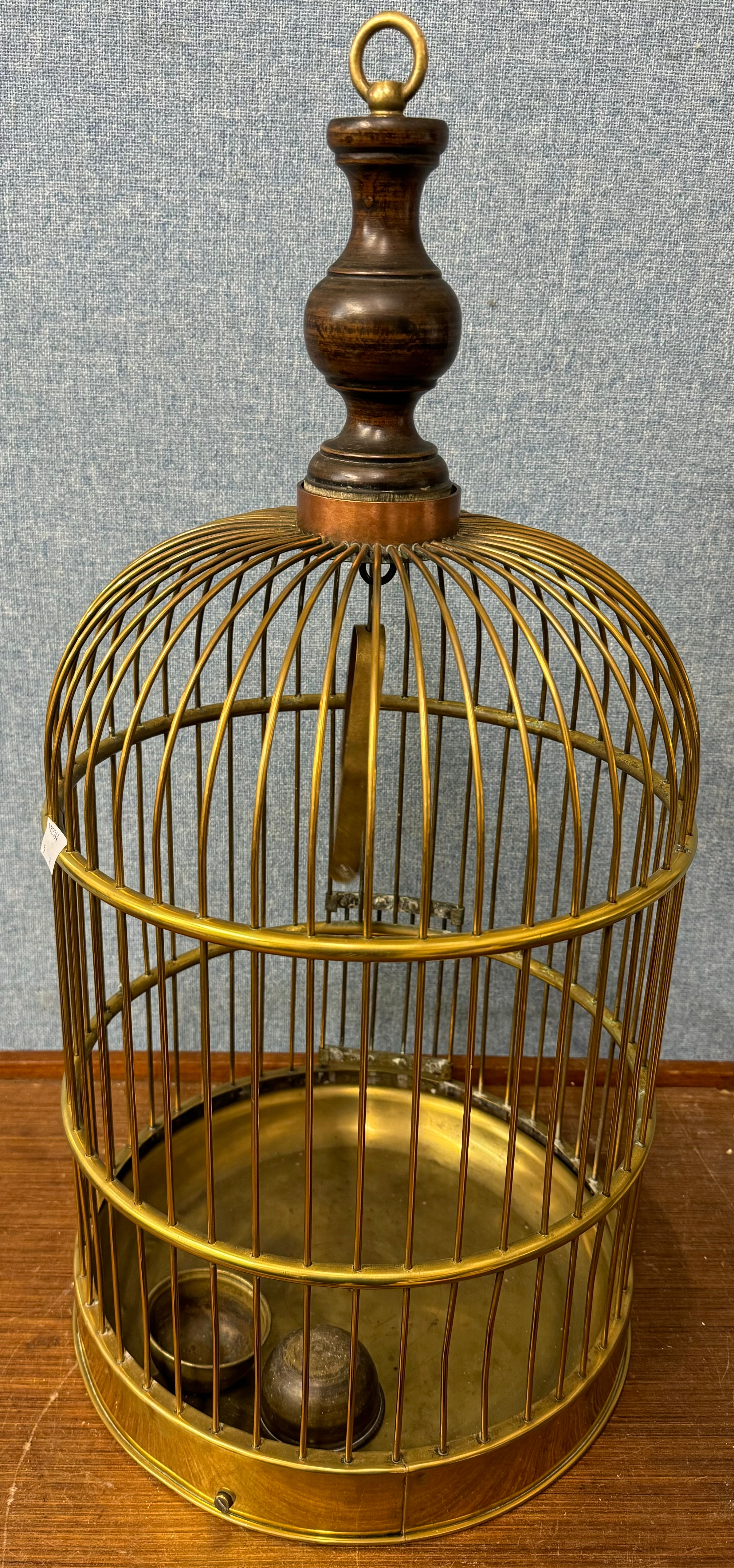 An Art Nouveau brass jug, a brass coal scuttle and a brass bird cage - Image 3 of 3