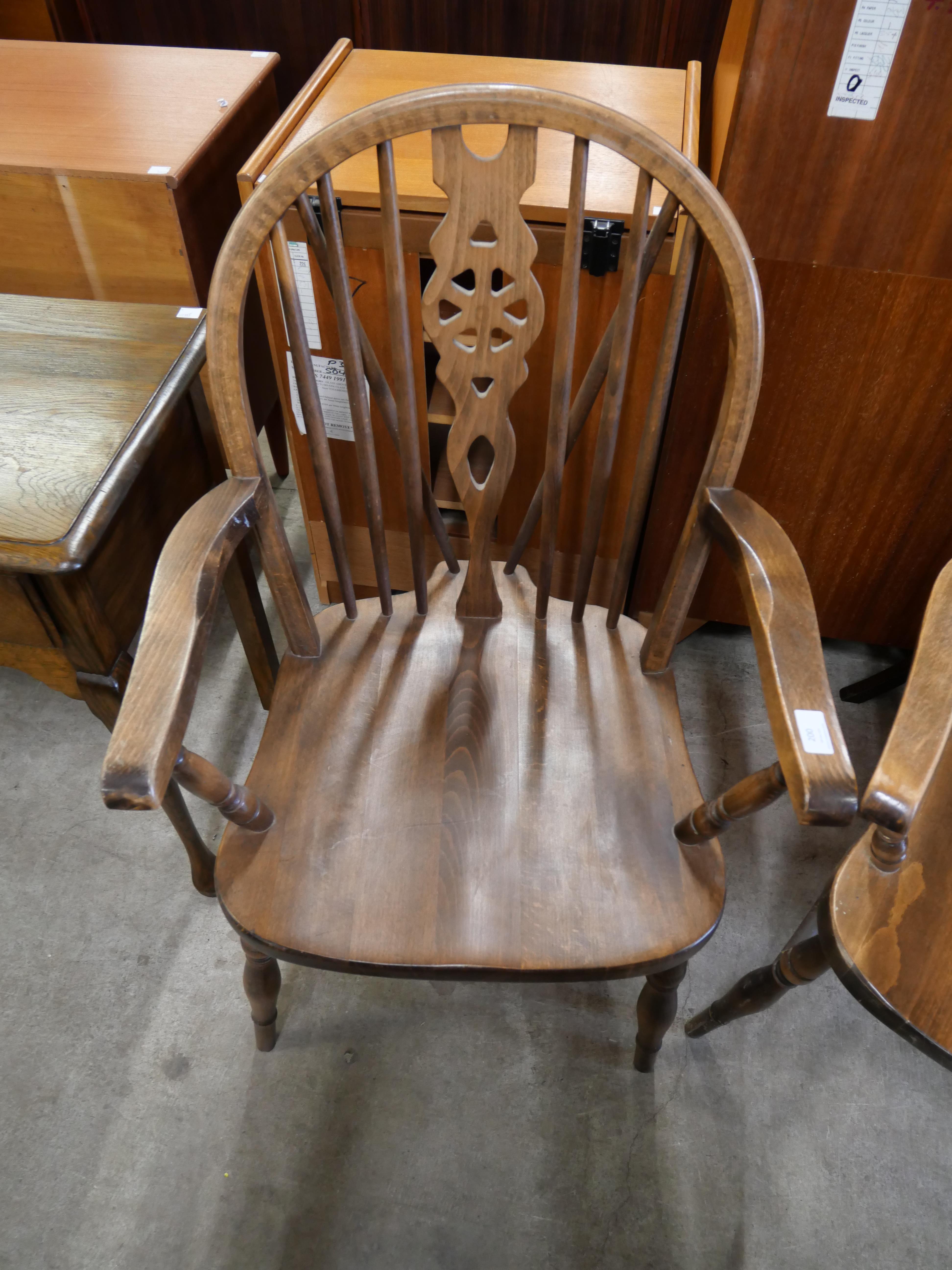 A pair of beech wheelback elbow chairs - Image 2 of 5