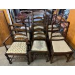 Nine assorted dining chairs