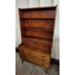 A Danish Borge Mogensen teak tambour front secretaire bookcase