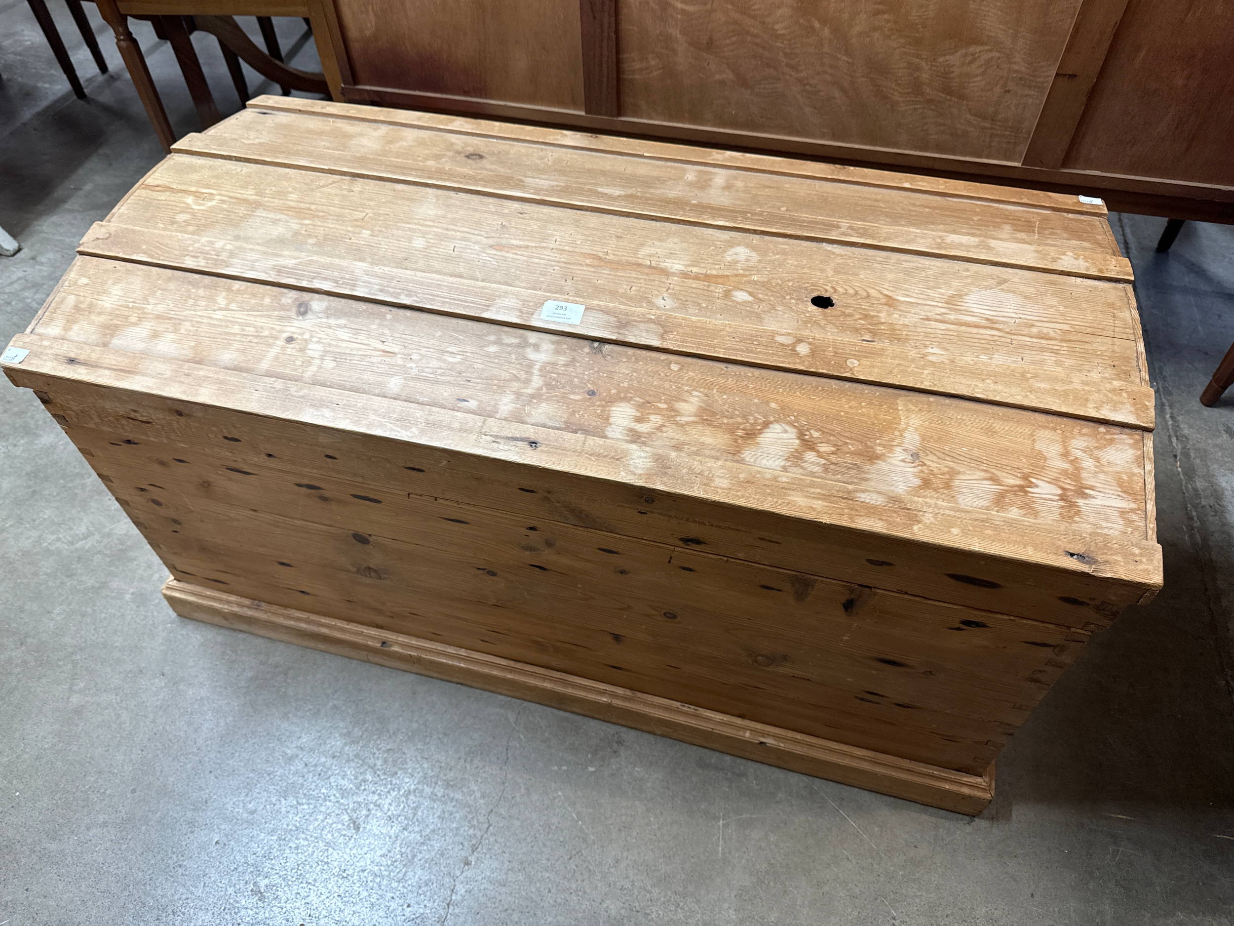 A pine dome top blanket box