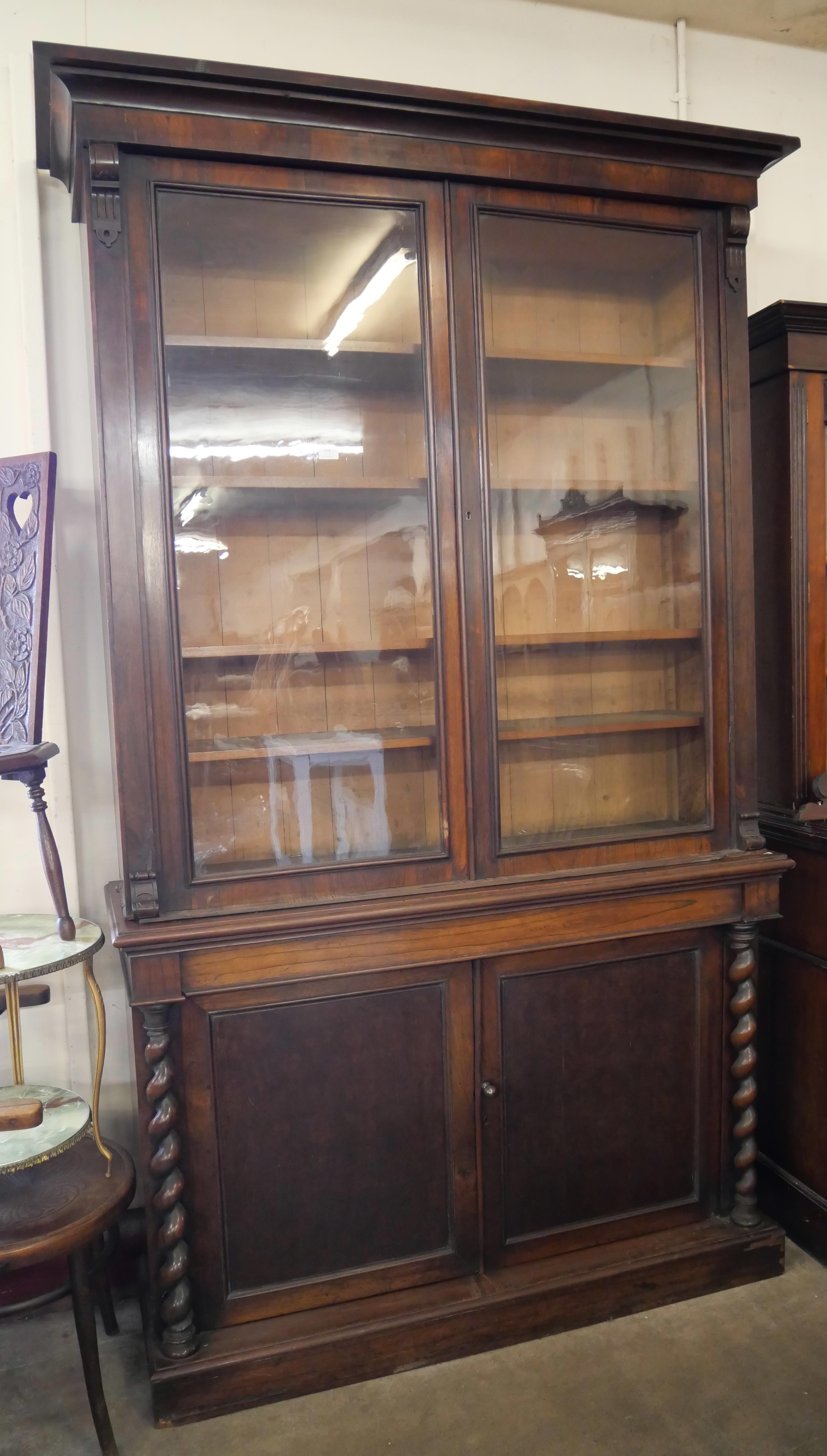 A Victorian rosewood bookcase